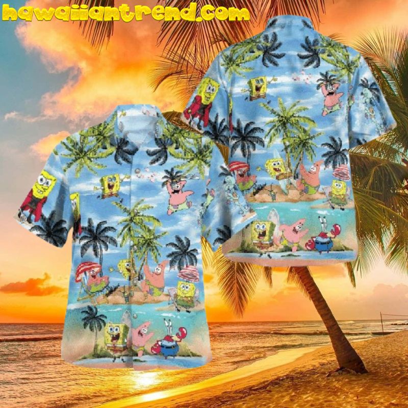Spongebob Friend Happy On The Coconut Island Hawaiian Shirt
