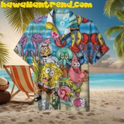 Spongebob Fun And Vibrant Friends Under The Sea Tropical Hawaiian Shirt