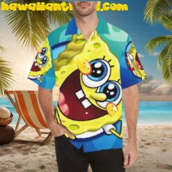 Spongebob Funny Giant Face Smiling Hawaiian Shirt