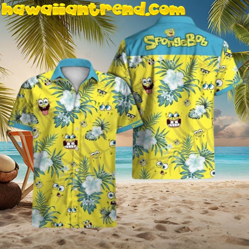 Spongebob Hide The Face Funny Aloha Hawaiian Shirt