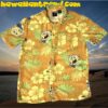 Spongebob Squarepants Character Floral Button Up Short Sleeve Hawaiian Shirt