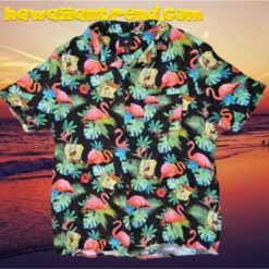 Spongebob SquarePants Flamingo Tropical Aloha Hawaiian Shirt