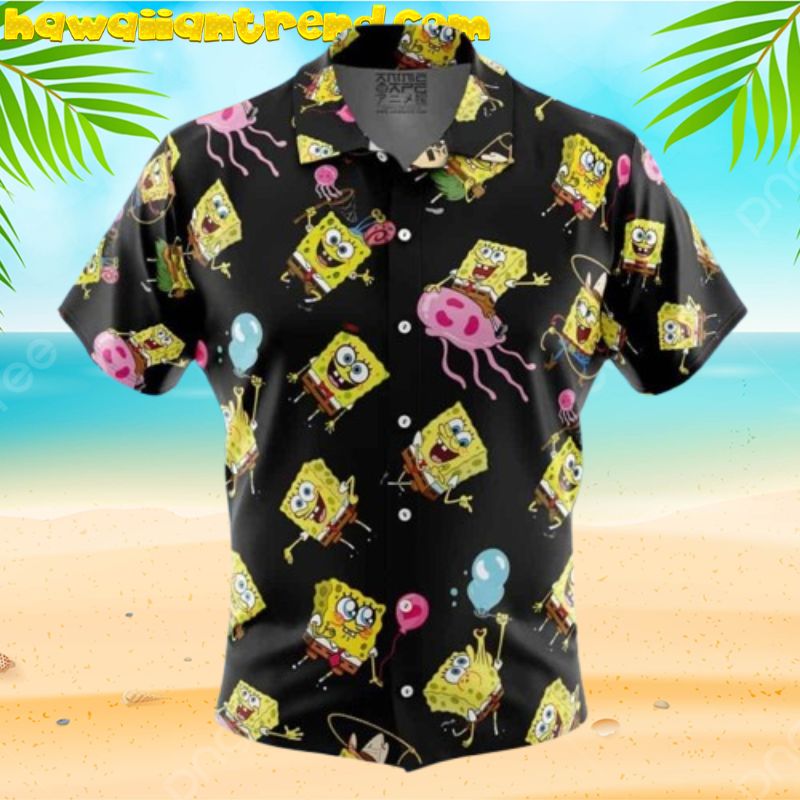 Spongebob Squarepants Mood The Summer Vacation Black Theme Hawaiian Shirt