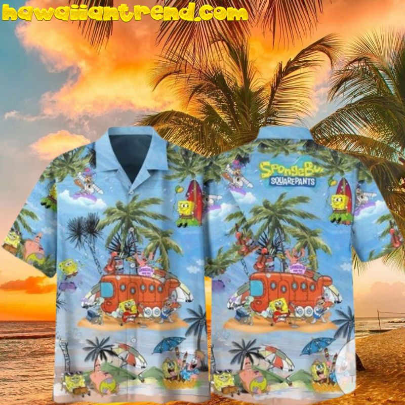 Spongebob Squarepants Relax On The Tropical Coconut Beach Aloha Hawaiian Shirt