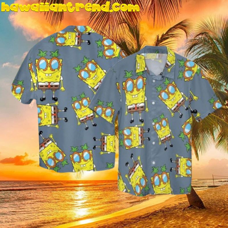 Spongebob Squarepants Wearing The Pine Apple Glass Hawaiian Shirt