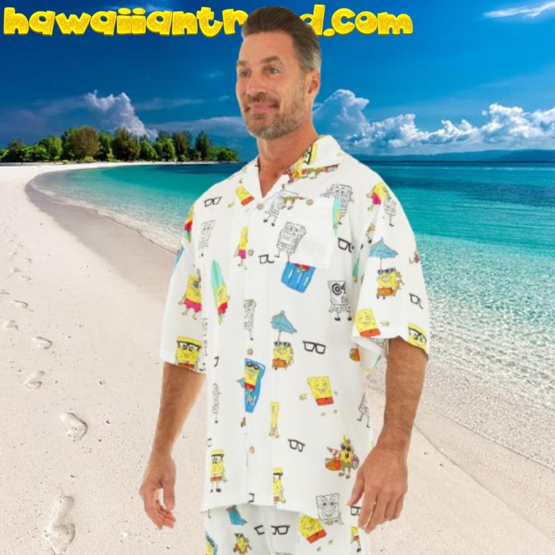 Spongebob Sunbathing On The Beach Relax Summer Hawaiian Shirt