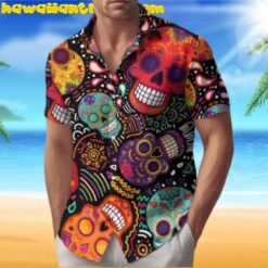 Sugar Skull Button Halloween Mexico Hawaiian Shirt