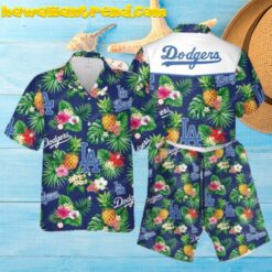 The Los Angeles Dodgers Tropical Floral Pineapple Hawaiian Shirt