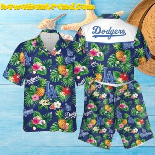 The Los Angeles Dodgers Tropical Floral Pineapple Hawaiian Shirt