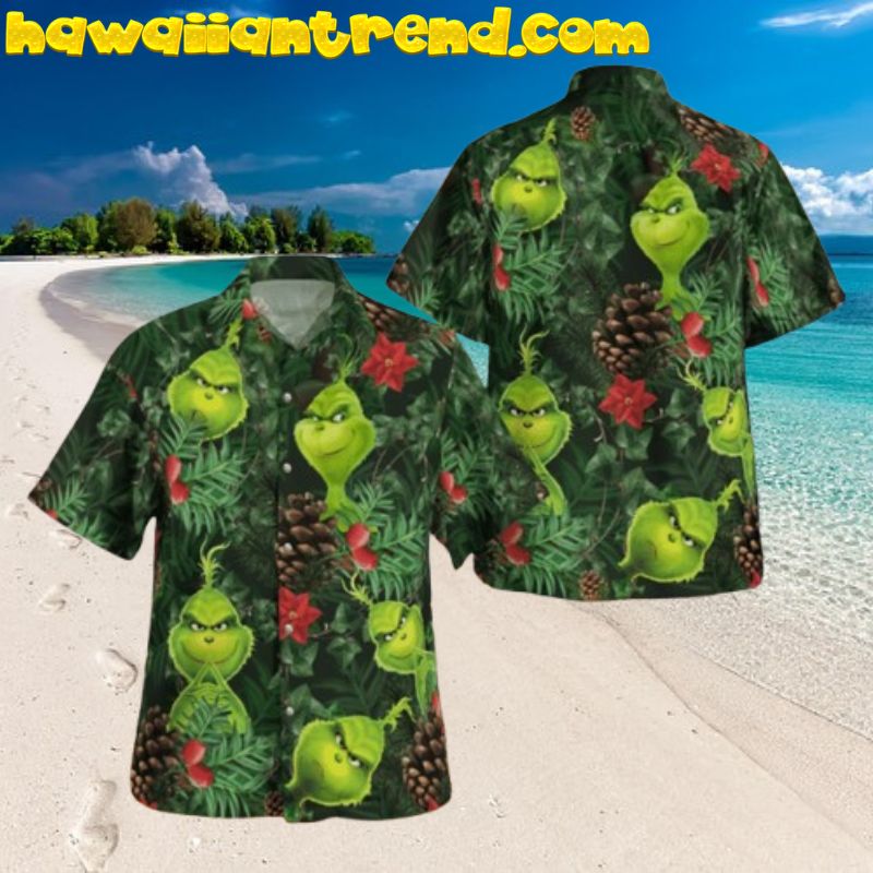 Tropical Pine Cone Grinch All Over Print Hawaiian Shirt