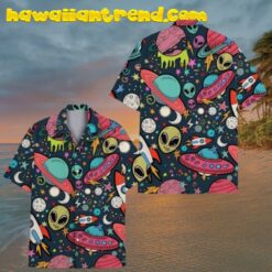 Alien And UFOs Spaceship Aloha Hawaiian Shirt