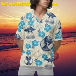 Alien Ufo Hibicus Flower Summer Hawaiian Shirt