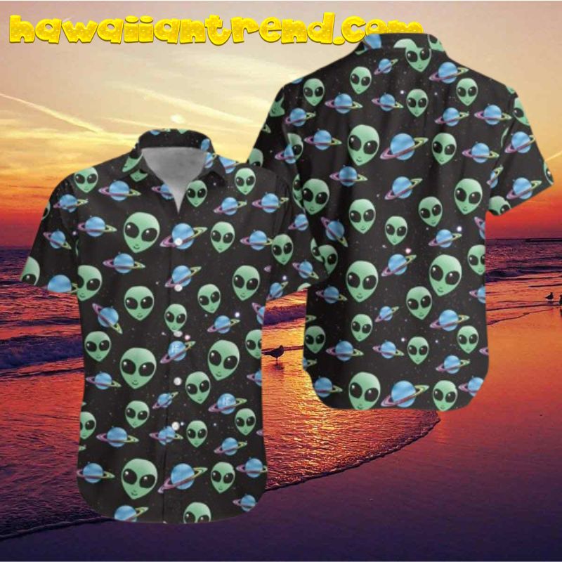 Alien UFO Planet Seamless Hawaiian Shirt