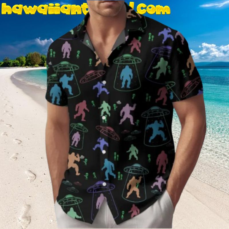 Camping With Alien Ufo Galaxy Aloha Hawaiian Shirt