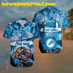 Custom Name Detroit Lions Mascot NFL Hawaiian Shirt