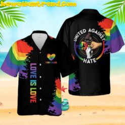 Custom Name LGBT Pride United Against Hate Hawaiian Shirt