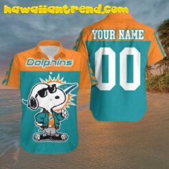 Custom Name Miami Dolphins Cool Snoopy Hawaiian Shirt