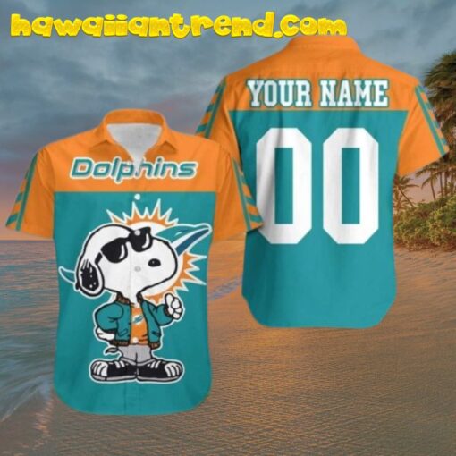 Custom Name Miami Dolphins Cool Snoopy Hawaiian Shirt