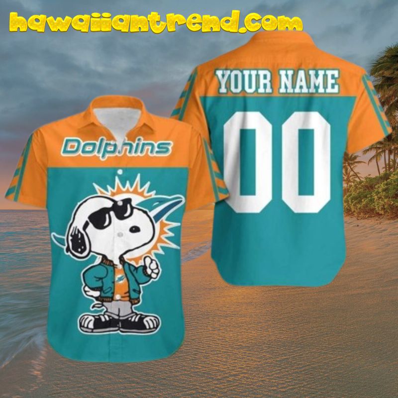Custom Name Miami Dolphins Cool Snoopy Hawaiian Shirt