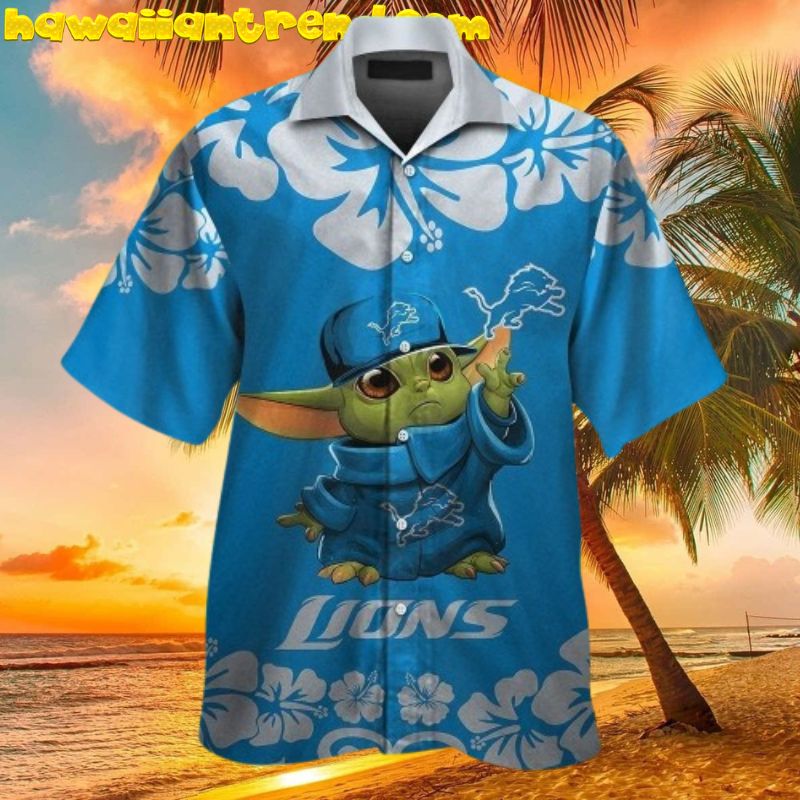 Detroit Lions Baby Yoda Player Tropical Hawaiian Shirt For Men And Women