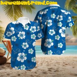 Detroit Lions Hibicus And The Sun Hawaiian Shirt