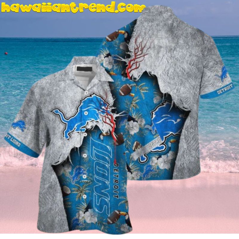 Detroit Lions Nfl 3D Style Tropical Hawaiian Shirt