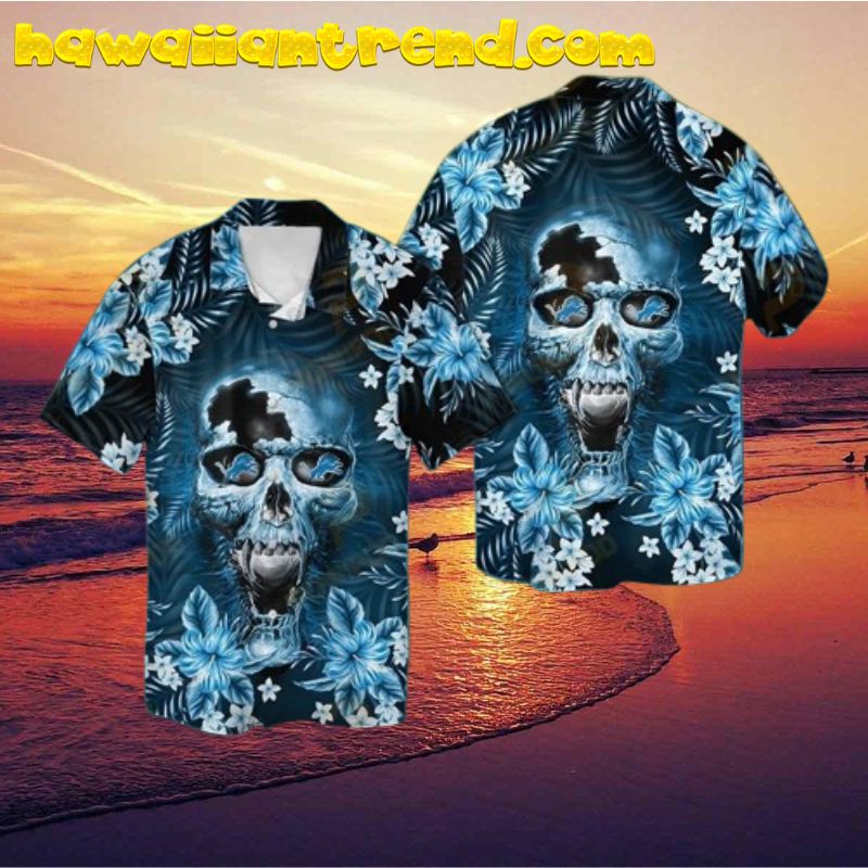 Detroit Lions Skull Horror Hawaiian Shirt