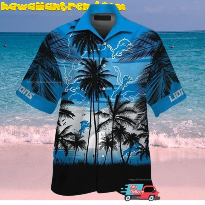 Detroit Lions Sunset Summer Beach Aloha Hawaiian Shirt