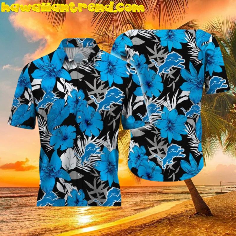 Detroit Lions Tropical Aloha Hibiscus Flower Hawaiian Shirt