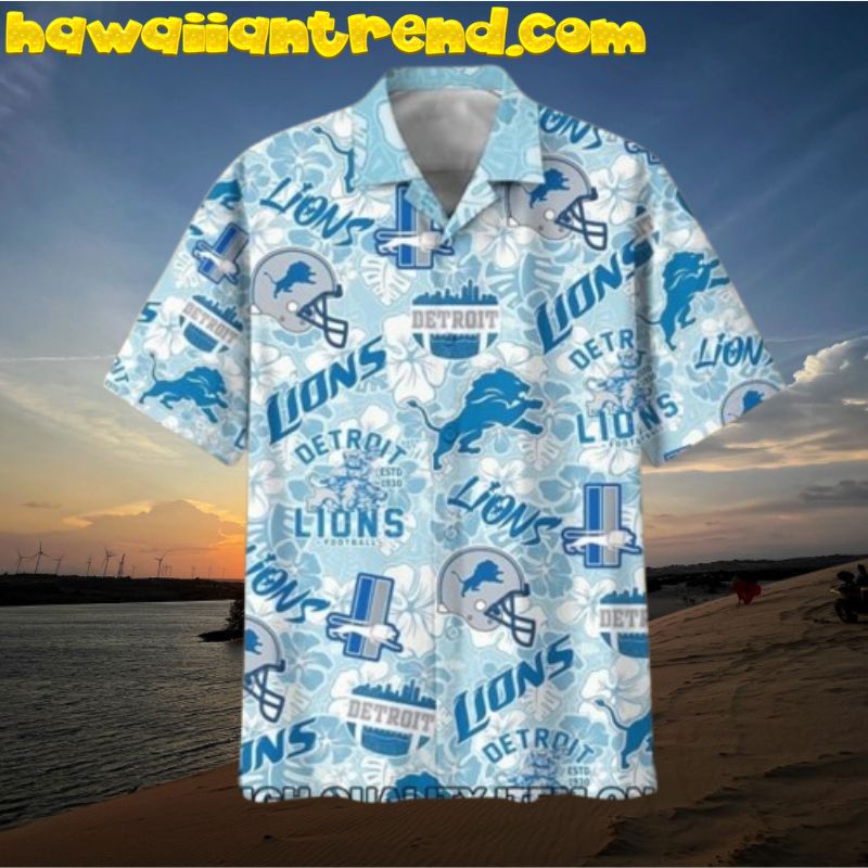 Detroit Lions Tropical Floral Iconic Icon Hawaiian Shirt