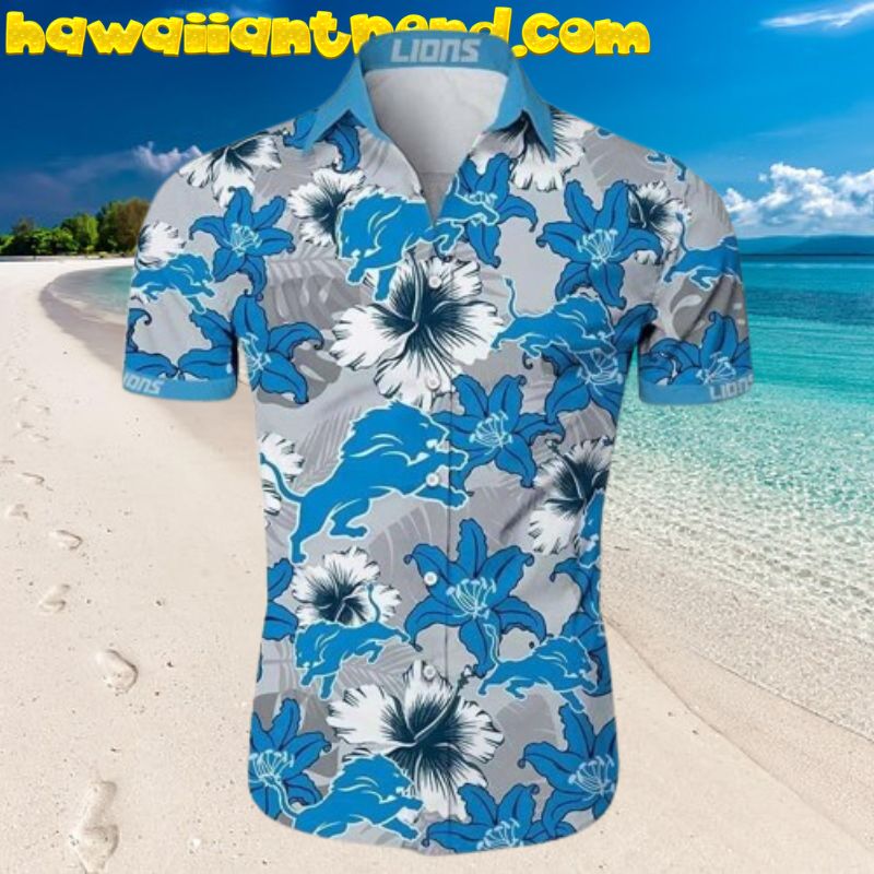 Detroit Lions Tropical Palm Island Hawaiian Shirt