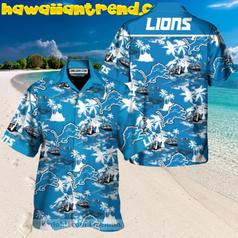 Detroit Lions Tropical Palm Island Hawaiian Shirt