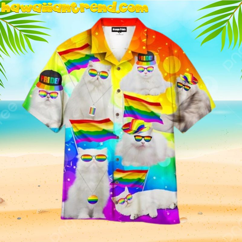 Happy Cats LGBT Pride Month Hawaiian Shirt For Men Women Happy Cats LGBT Pride Month Hawaiian Shirt For Men Women