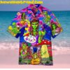 Funny Green Marijuana Alien Smoking Hawaiian Shirt For Men