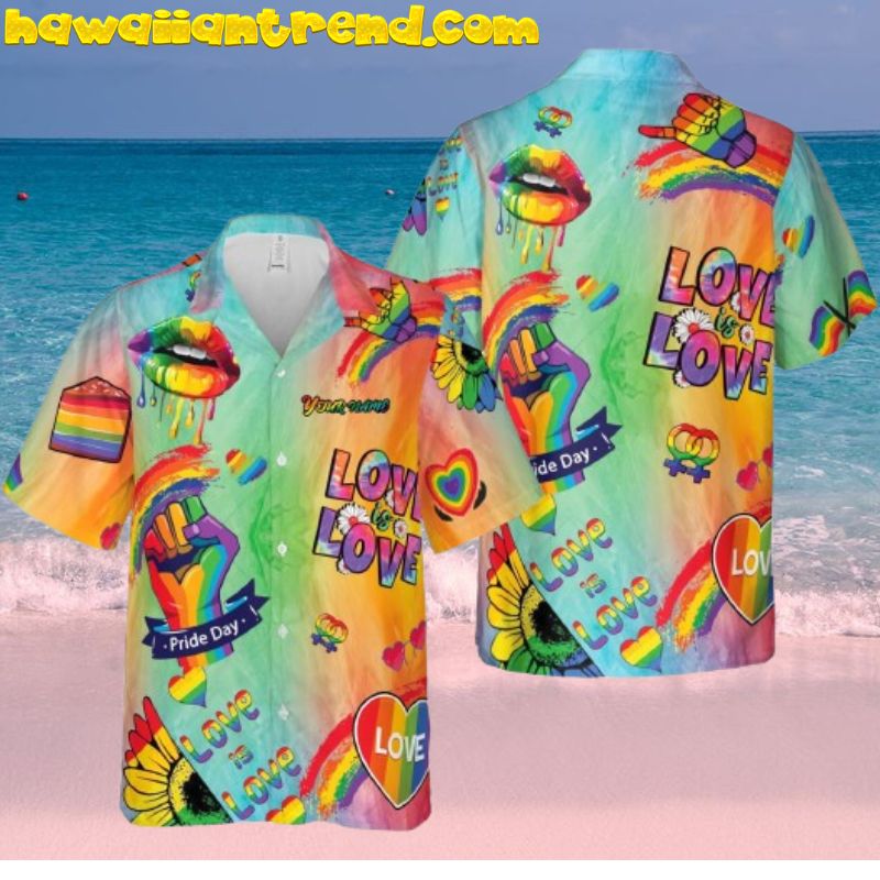 LGBT Pride Day Love Is Love Sunflower Aloha Hawaiian Shirt