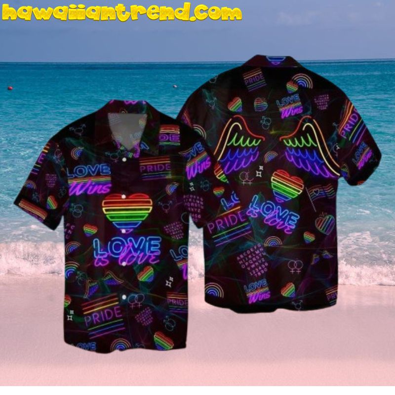 Lgbt Pride Love Is Love Rainbow Wing Hawaiian Shirt