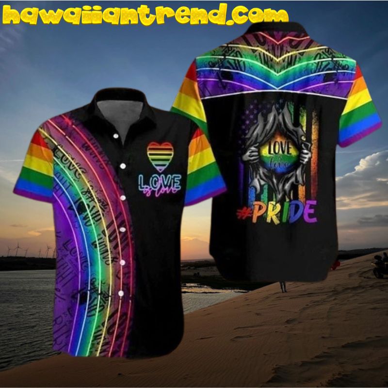 Love Is Love Pride LGBT All The Way Hawaiian Shirt