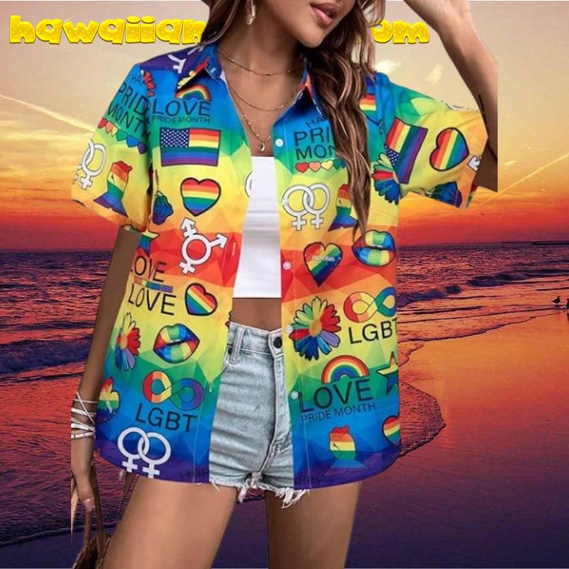 Love Pride Month LGBTQ Rainbow Love Hawaiian Shirt