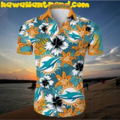 Miami Dolphins Black Yellow Hibicus Flower Summer Hawaiian Shirt