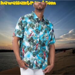 Miami Dolphins Jungle Leaf Parrot Summer Hawaiian Shirt
