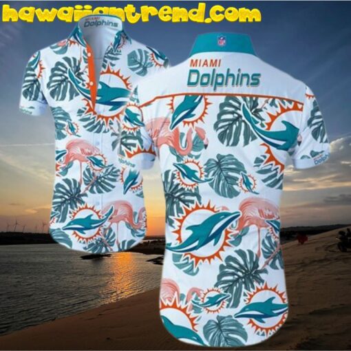 Miami Dolphins Monstera Flamingo Aloha Hawaiian Shirt