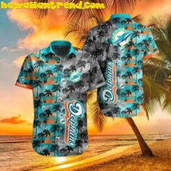 Miami Dolphins Palm Island Sunset Summer Hawaiian Shirts