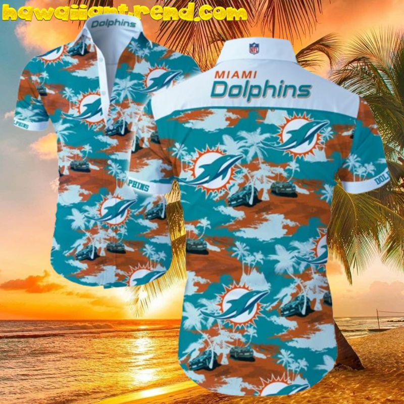 Miami Dolphins Road On Palm Island Hawaiian Shirt Miami Dolphins Road On Palm Island Hawaiian Shirt