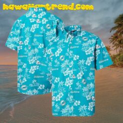 Miami Dolphins Tropical Coconut Island Light Blue Hawaiian Shirt