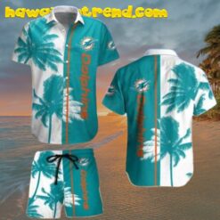 Miami Dolphins Tropical Palm Tree Hawaiian Shirt And Short
