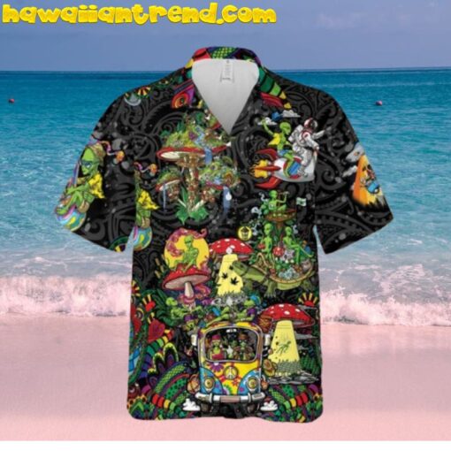 Mushroom UFO Alien On The Galaxy Hawaiian Shirt