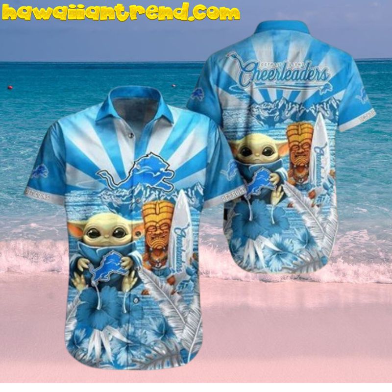 NFL Detroit Lions Baby Yoda Blue Aloha Hawaiian Shirt For Men And Women