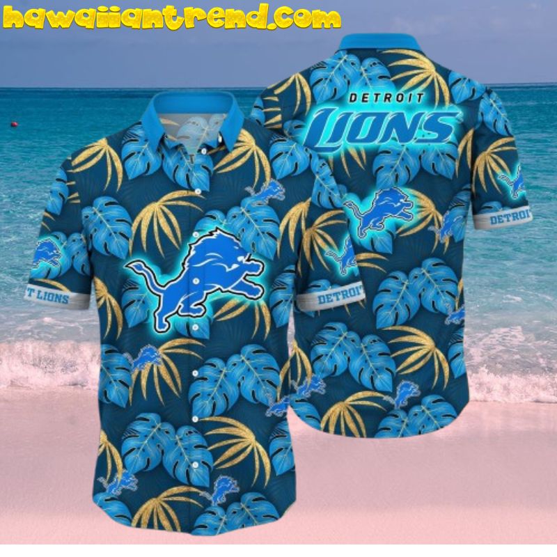 NFL Detroit Lions Tropical Forest Pine Apple Hawaiian Shirt