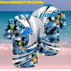 NFL Detroit Lions Tropical Forest Pine Apple Hawaiian Shirt