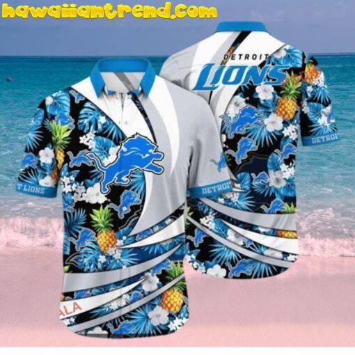 NFL Detroit Lions Tropical Forest Pine Apple Hawaiian Shirt